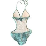 Lascana One Piece Swimsuit Paisley Floral Cutout Sides Halter Plunge Beach Swim Blue Size 2 Photo 5