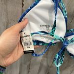 EXPRESS New! Blue Green Tropical Triangle Bikini Top Back Tie Womens Size M Photo 3