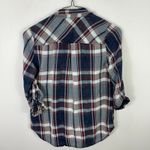 Kut From The Kloth  Plaid Button Up Shirt Womens XS Blue Roll Tab Sleeve Preppy Photo 3
