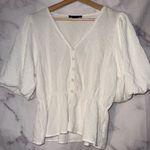 Sanctuary White Textured Peplum Botton Front Top Photo 0