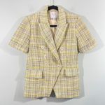 Maison D'Amelie Women Yellow & Green Tweed Short Sleeve Blazer Top Size S Photo 0
