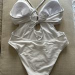 Shade & Shore Tie Front Plunging One Piece Swimsuit L White Photo 6