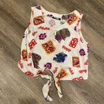 Gitano vintage 80s 90s crop top tie front tank funky geometric graphic medium Multiple Photo 0