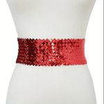 Chic Style Red Sequined Elastic Waist Belt for Women Elegant‎ One Size Photo 4