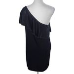  One Shoulder Black Satin Mini Dress Size XS Krisa Black Dress Photo 1