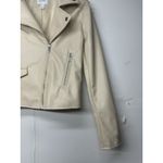 Nine West Women’s  Faux Leather Moto Jacket Size Small Cream Zip Pockets Photo 7