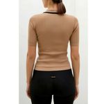NAKEDCASHMERE Austria Ribbed Polo, Bare Black, XS Tan Photo 3