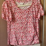 Lucky Brand Red Floral Short Sleeve Top small Photo 0