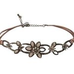Vintage Pink Flower Choker Necklace Adjustable Photo 0