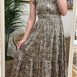Moodie High Smocked Neck Leopard Print Dress size small midi Photo 0