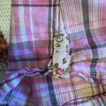 Lucky Brand LEI Junior Pink Plaid Long Sleeve Button Down Shirt Floral Cuff Detail Photo 6