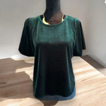 Madewell Velvet Butterfly Top dark green size medium curved hem Photo 3