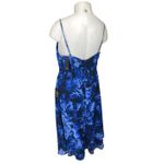 NEW Lulus Blue Floral Silk Satin Cami Camisole Cowl Neck Midi Slip Tank Dress XL Photo 1