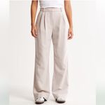 Abercrombie & Fitch Curve Love A&F Sloane Tailored Wide Leg Pant in Light Taupe 12 short Photo 1