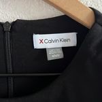 Calvin Klein  Black Cropped Back Zip Blouse Elegant Dressy Top Shirt Medium Photo 2