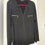 INC International Concepts Black Blouse with Gold Zipper Pockets Size XXL Photo 7