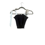 Women's KATIEJ NYC Black Smocked Crop Top with White Tie Straps, Size XL Photo 2