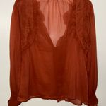 Free People Forever that girl Brown Ruffled Long Sleeve Blouse Photo 4