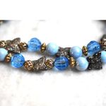 Ageless Trendy Black Metal Butterfly Blue Beaded 8 Inch Toggle Latch Bracelet Photo 1