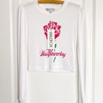 Wildfox  • "Wallflowering" Mia Long Sleeve Top tee white cropped rose graphic Photo 2