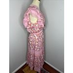 Alicia Bell Phoebe Silk Cotton Midi Dress in Pink‎ Large L Pink Photo 4