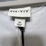 Ava & Viv AVA‎ & VIV White Ribbed Knit Top 3X Flutter Sleeve Square Neck Blouse NWT Photo 1