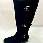 Alfani  VERMONT SUEDE LEATHER‎ SHEARLING TRIPLE BUCKLE RIDING BOOT WOMEN 7 BLACK Photo 0