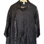 Glamour Badgley Mischka Blouse Size L Black Textured Sheer 3/4 Sleeve Elegant Size L Photo 0