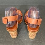 Vince Haley Heels Women's 9.5 Chunky Block Wood Leather Open Toe Sandals Brown Photo 5