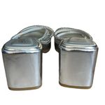 Rouge Helium  Silver Strappy Rhinestone Square Toe Slip On Sandal Photo 5