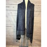 Boho Paisley Fringe Shawl Dark Blue Purple Pashmina Silk Blend Scarf Photo 2