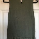 Paper Crane sleeveless top Small olive green boho embroidered flowers on front Photo 5