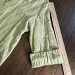 Habitat  Womens Size XL Top Button Down Collared High Low Plaid Green White Linen Photo 4