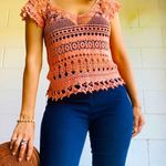Delusive crotchet knit top Orange Size M Photo 0