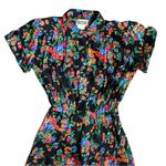 Vintage 80s Nina Piccalino Floral Button Down Shirt Dress Size 6 Black Photo 1