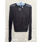 Free People H2O Crew Pullover Open Weave Knit Crop Top Black Size M Photo 5
