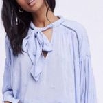 Free People Light Baby Blue Wishful Moments Tie Neck Tunic Top NEW Photo 0