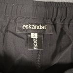 Eskandar Womens 2 Black Wide Leg Silk Pull On Drawstring Cropped Ankle Pants Photo 4