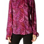 Ann Taylor  Blouse Size 4 Paisley Print Business Casual Office Work Evening Light Photo 0