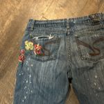 Jessica Simpson  Low Rise JeansY2K Fray Flare Floral Painted‎ Denim Women's 8 Photo 7