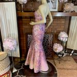 Jovani  STYLE 3784 PINK W/MULTI-COLOR SEQUINS STRAPLESS MERMAID STYLE DRESS (4) Photo 3