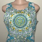 London Times  medallion baroque turquoise yellow mod dress plus woman size 14 Photo 2