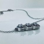 Stacked Design Sterling Silver and CZ Necklace Photo 1