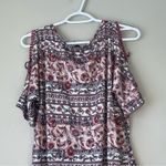 Absolutely Famous  Pink / White Floral Cold Shoulder Top Size L Photo 4