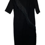 Walter Baker Patrice Black Half Sleeve Fringe Sheath Dress Size L Photo 0