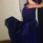 Satin Navy Mermaid Dress Blue Size 4 Photo 0