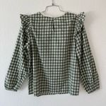 J.Crew Green Gingham Ruffle-Shoulder Top Photo 1