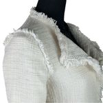 Dalia Tweed White Cream Fringe Raw Hem Natural Woven Blazer Size XS Photo 8