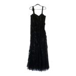 Teri Jon By Rickie Freeman Black Metallic Tiered Sleeveless Gown Size 14 NWT Photo 7