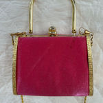 Vintage Elegant Pink Velvet Handbag with Gold Accents 90s Photo 0